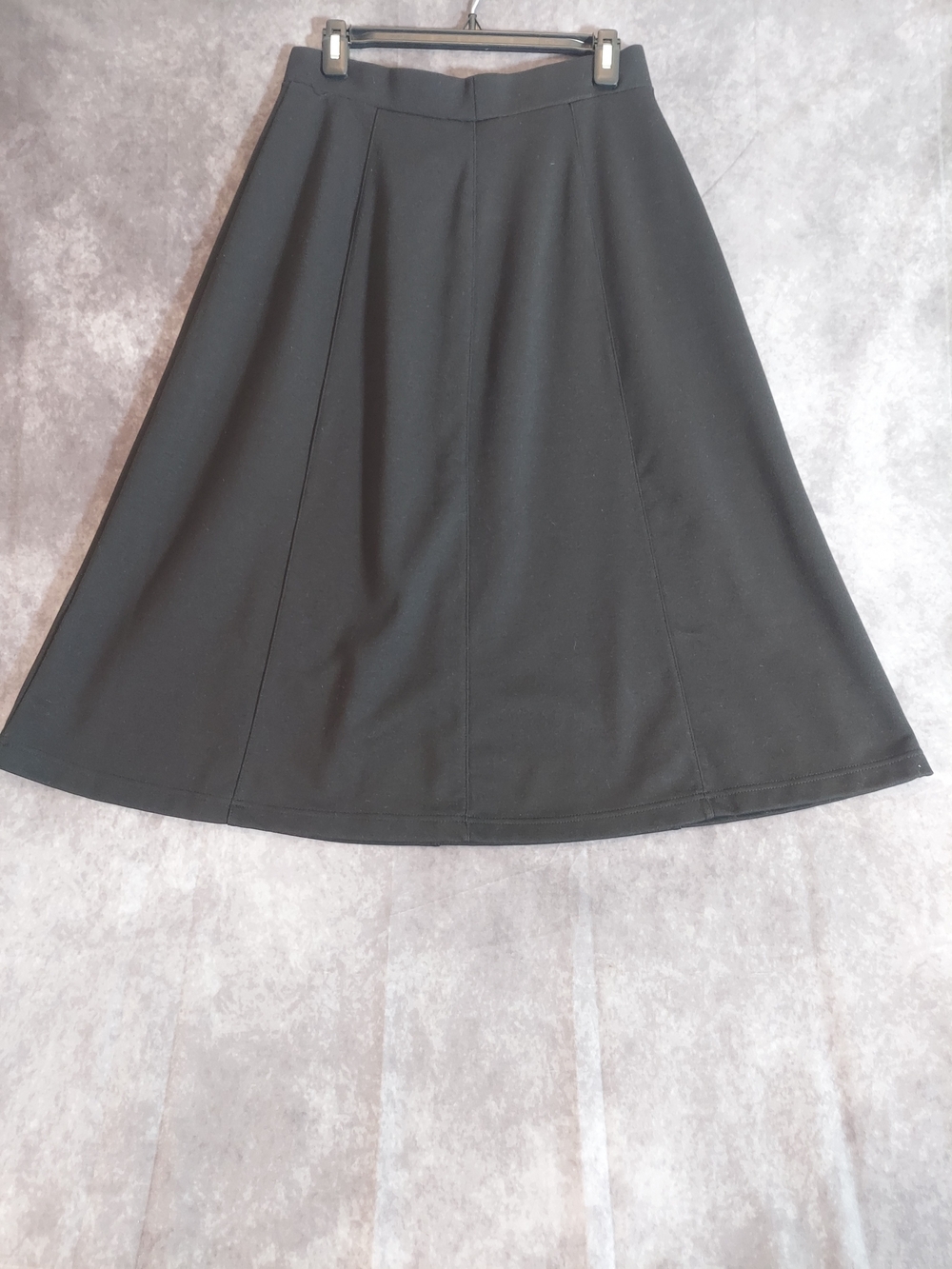 Only Necessities Black A-Line Midi Skirt Size Small Petite Stretch Knit - Picture 7 of 7